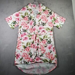 Show Me Your Mumu Robe Womens O/S White Pink Floral Boho Lightweight Lounge‎